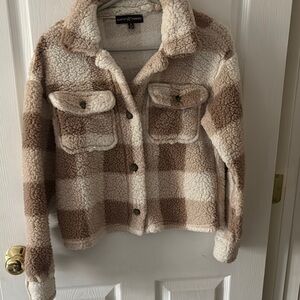 Women's Tan and Cream Sherpa Jacket